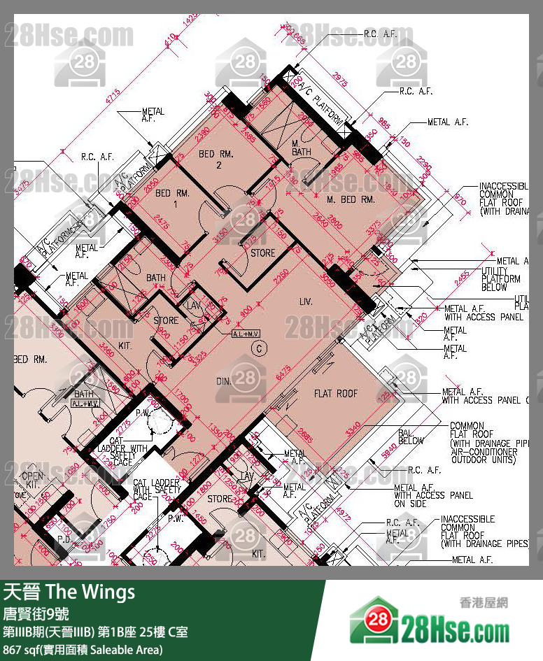 海天晋 第IIIB期(天晋IIIB) 第1B座 25楼 C室 平面图