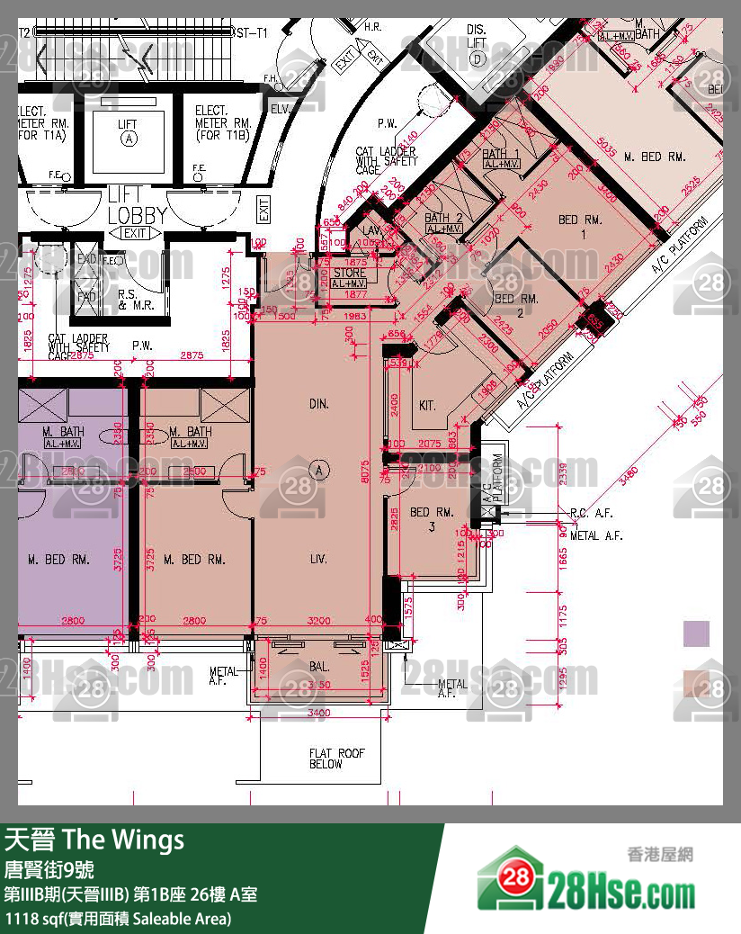 海天晉 第IIIB期(天晉IIIB)第1B座26樓 A室 平面圖