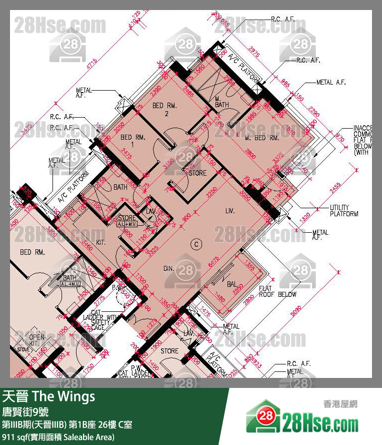 海天晉 第IIIB期(天晉IIIB)第1B座26樓 C室 平面圖