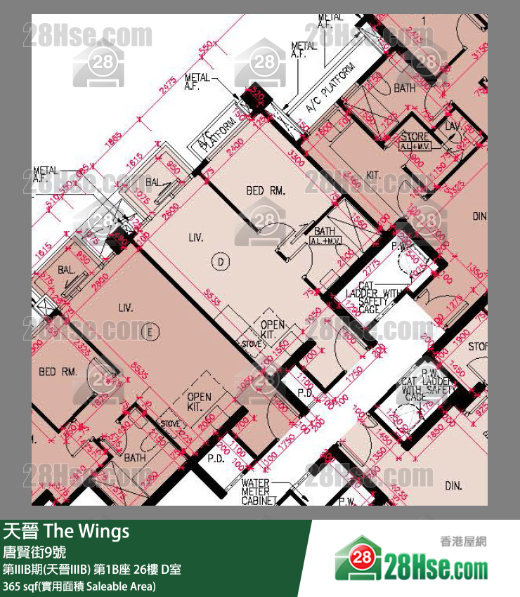 海天晉 第IIIB期(天晉IIIB)第1B座26樓 D室 平面圖