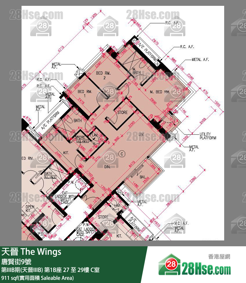 海天晉 第IIIB期(天晉IIIB)第1B座27樓 C室 平面圖