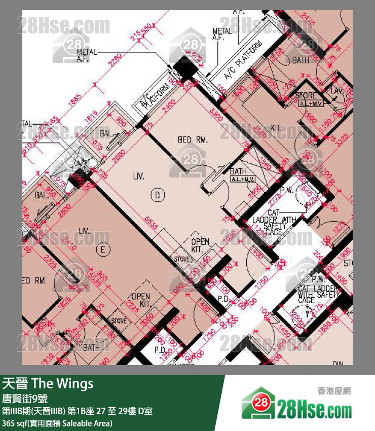 海天晉 第IIIB期(天晉IIIB) 第1B座 29樓 D室 平面圖