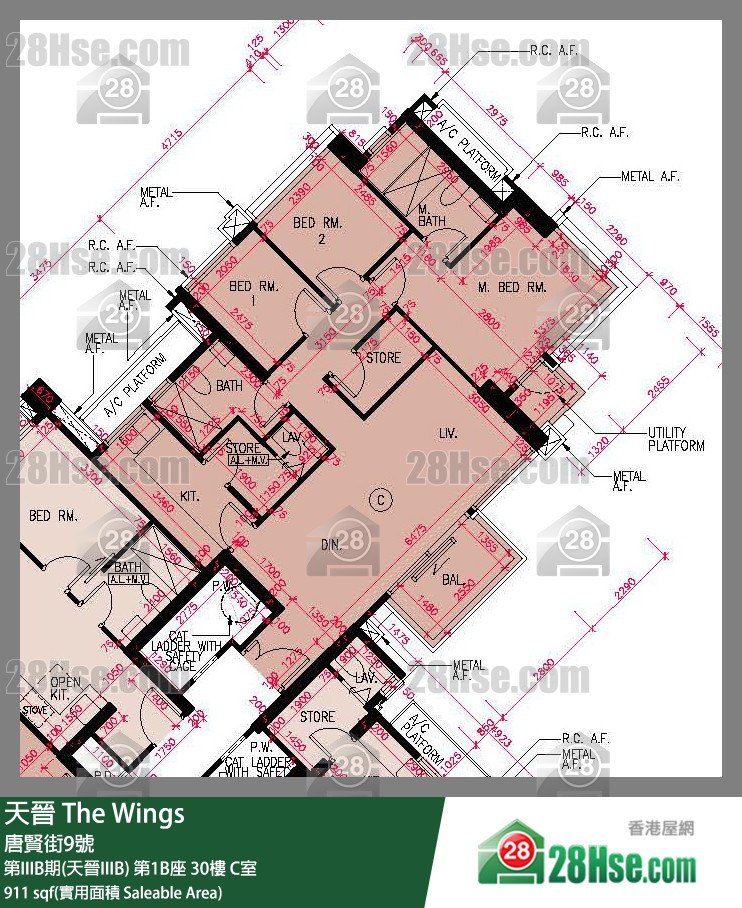 海天晋 第IIIB期(天晋IIIB)第1B座30楼 C室 平面图