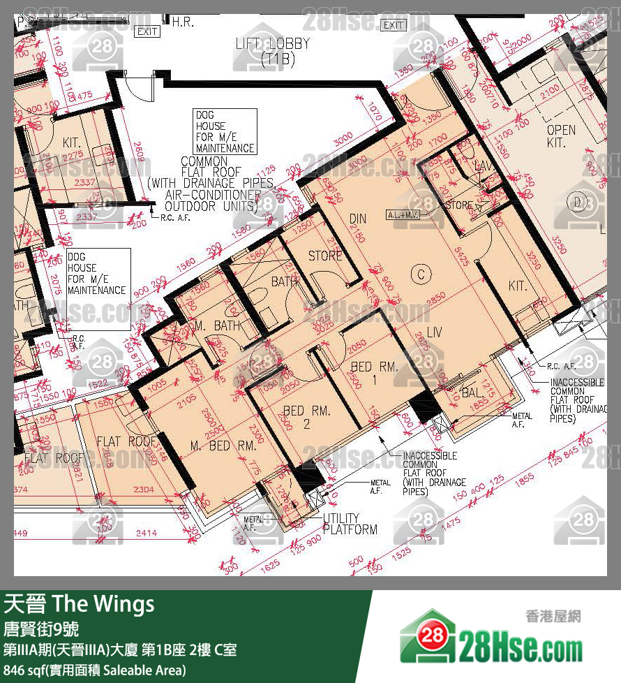 天晋 单位平面图(由 28Hse 提供)