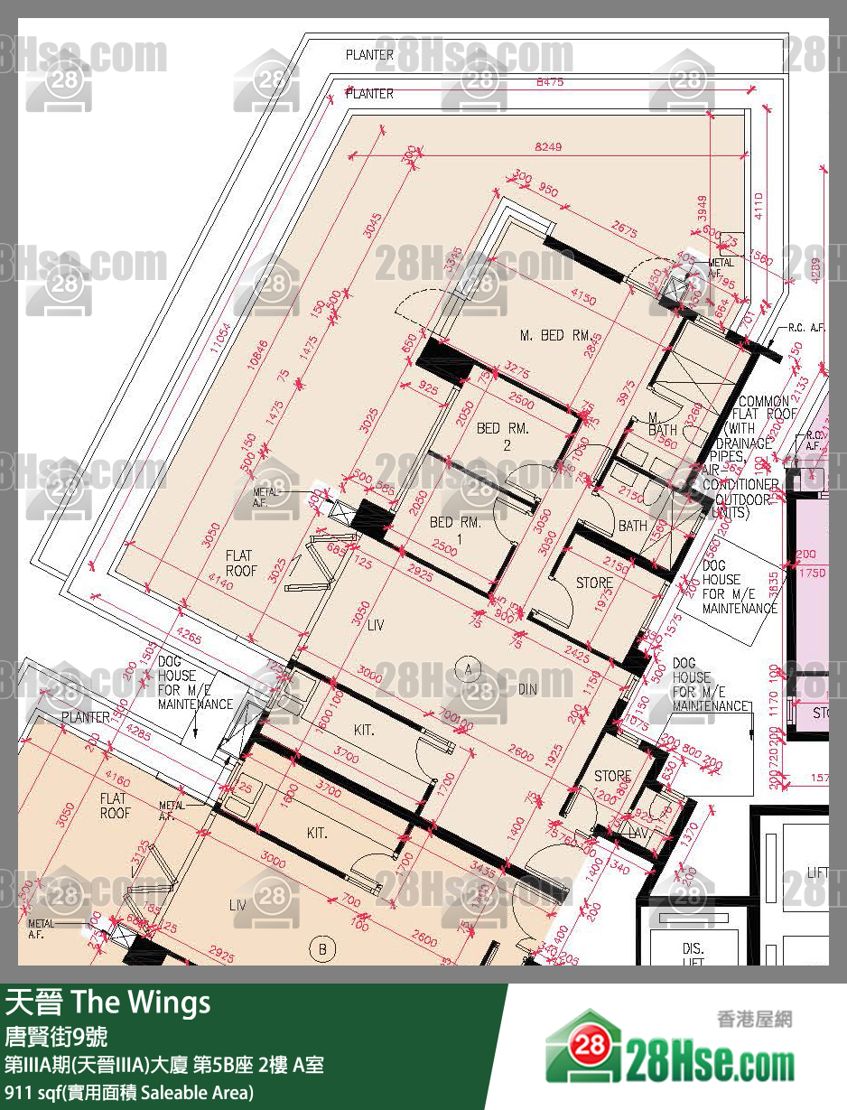 海天晉 第IIIA期(天晉IIIA)大廈 第5B座 2樓 A室 平面圖