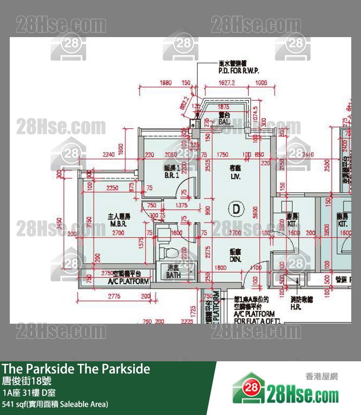 The Parkside 1A座31楼 D室 平面图