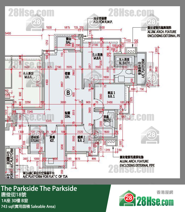 The Parkside 1A座 30楼 B室 平面图