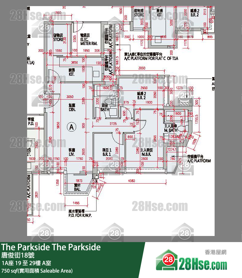 The Parkside 单位平面图(由 28Hse 提供)