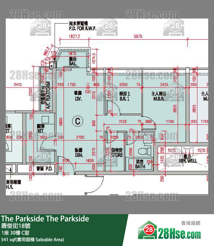 The Parkside 1座30楼 C室 平面图