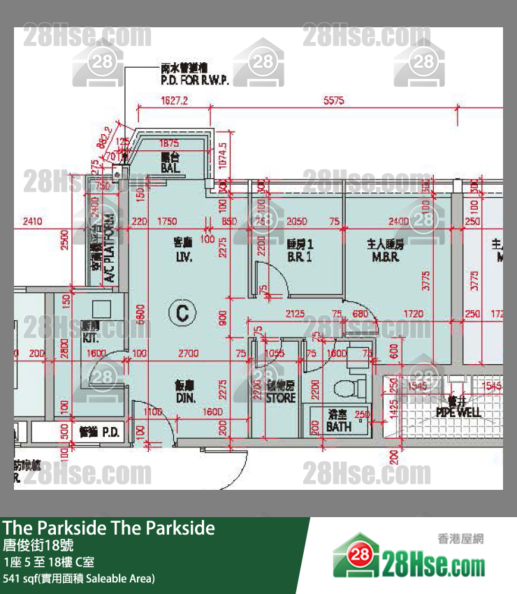 The Parkside 1座 15楼 C室 平面图