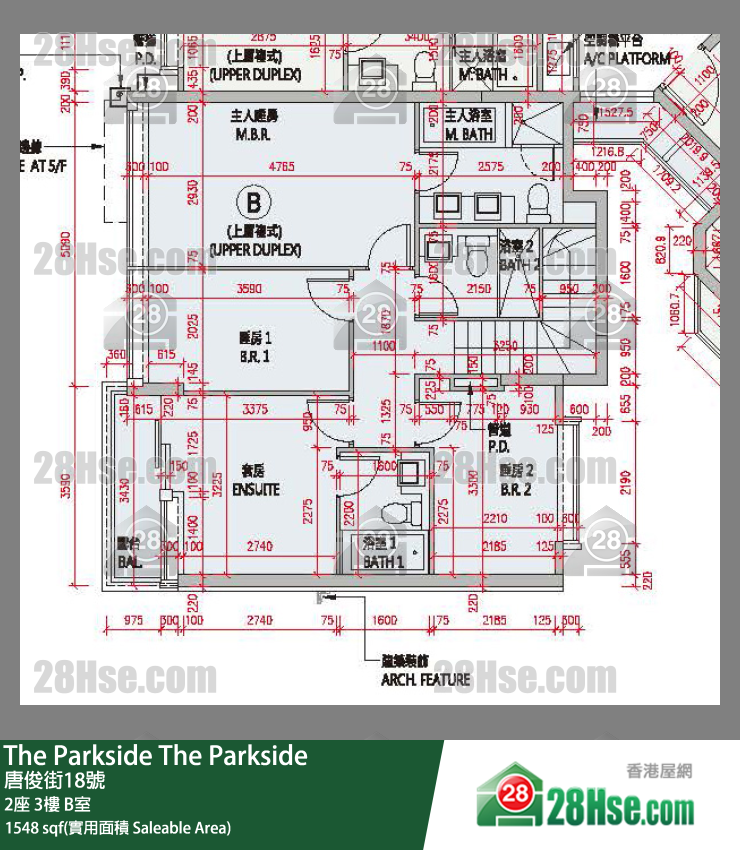 The Parkside 2座3楼 B室 平面图