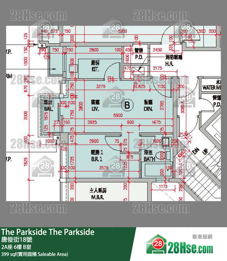 The Parkside 2A座 6楼 B室 平面图