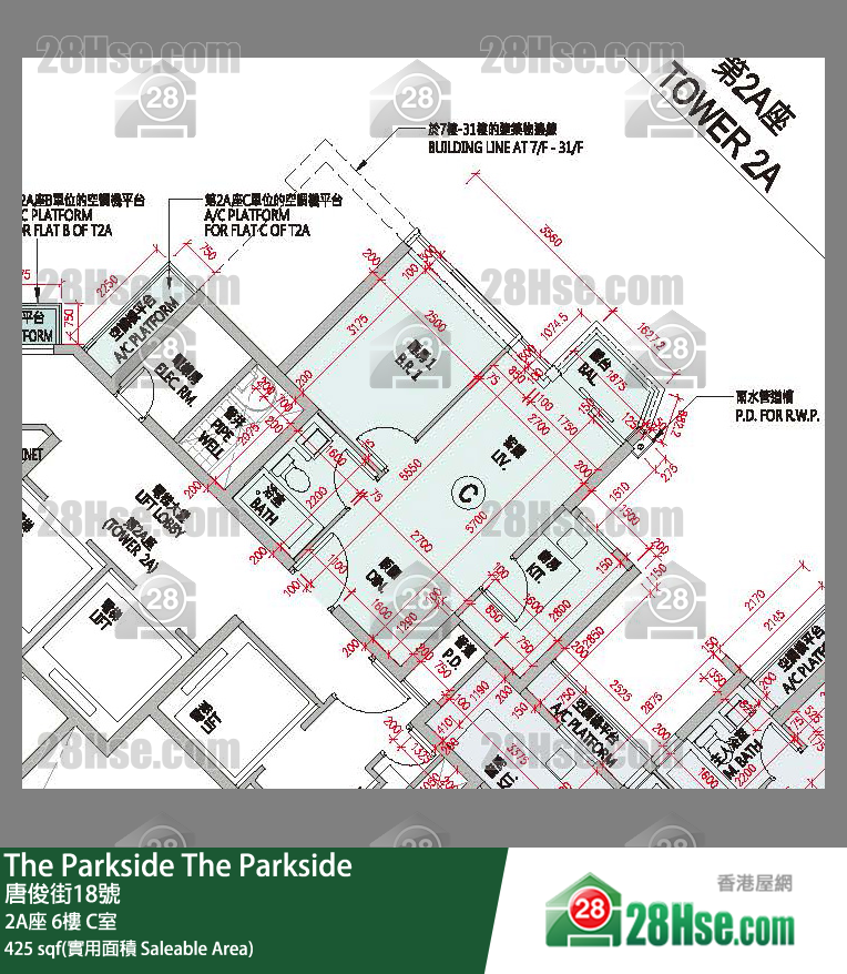 The Parkside 2A座 6楼 C室 平面图