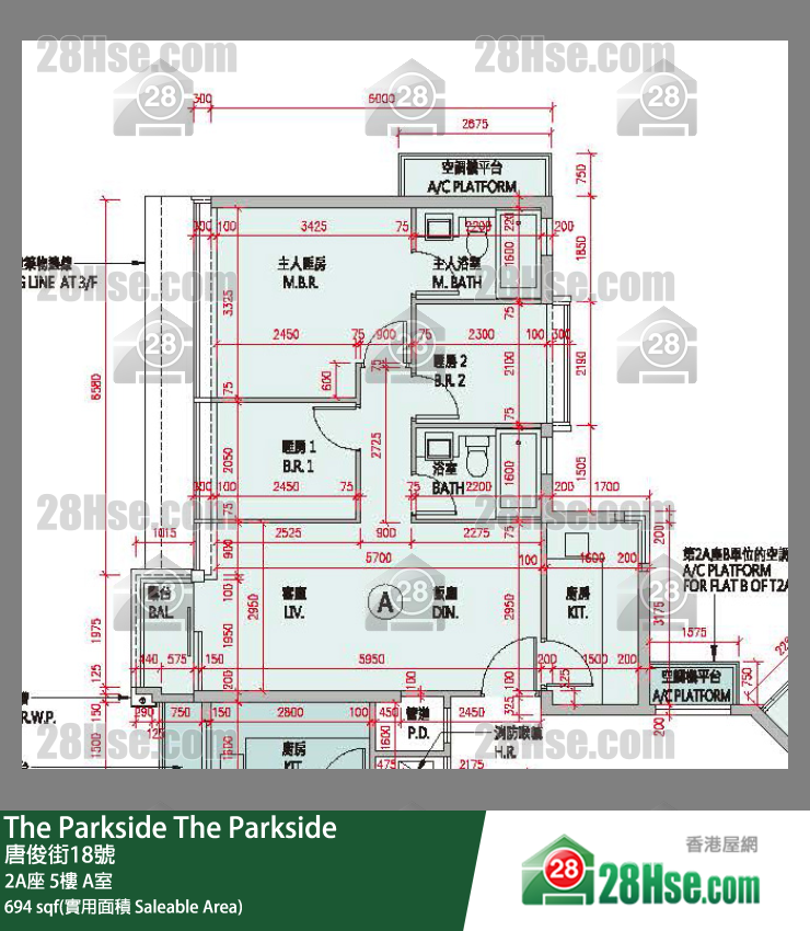 The Parkside 单位平面图(由 28Hse 提供)