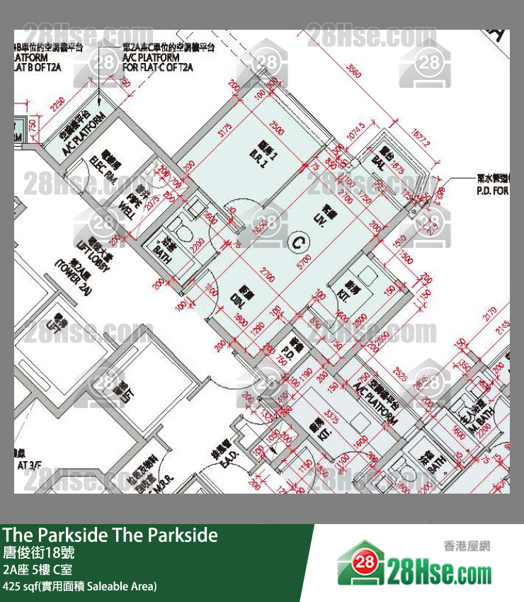 The Parkside 2A座5楼 C室 平面图