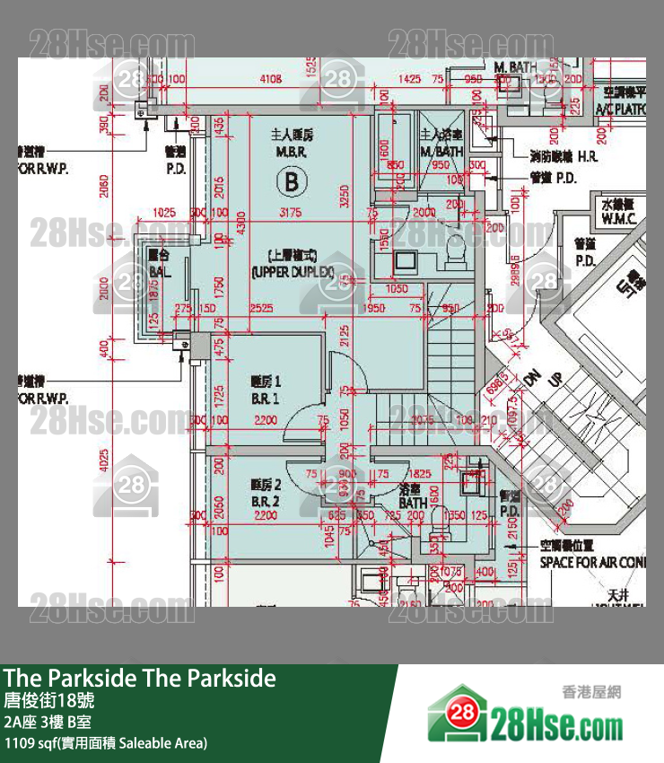 The Parkside 2A座3楼 B室 平面图
