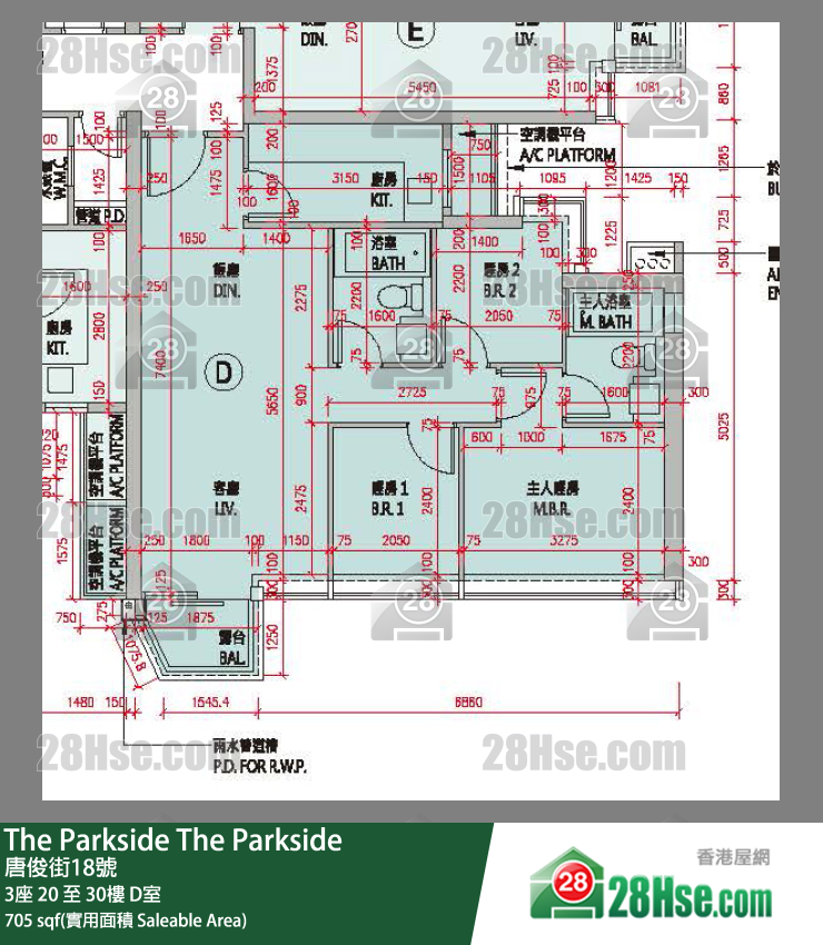 The Parkside 3座 27樓 D室 平面圖