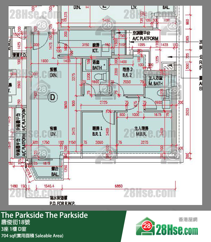 The Parkside 3座 1楼 D室 平面图