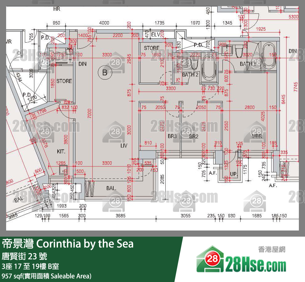 帝景灣 3座 18樓 B室 平面圖