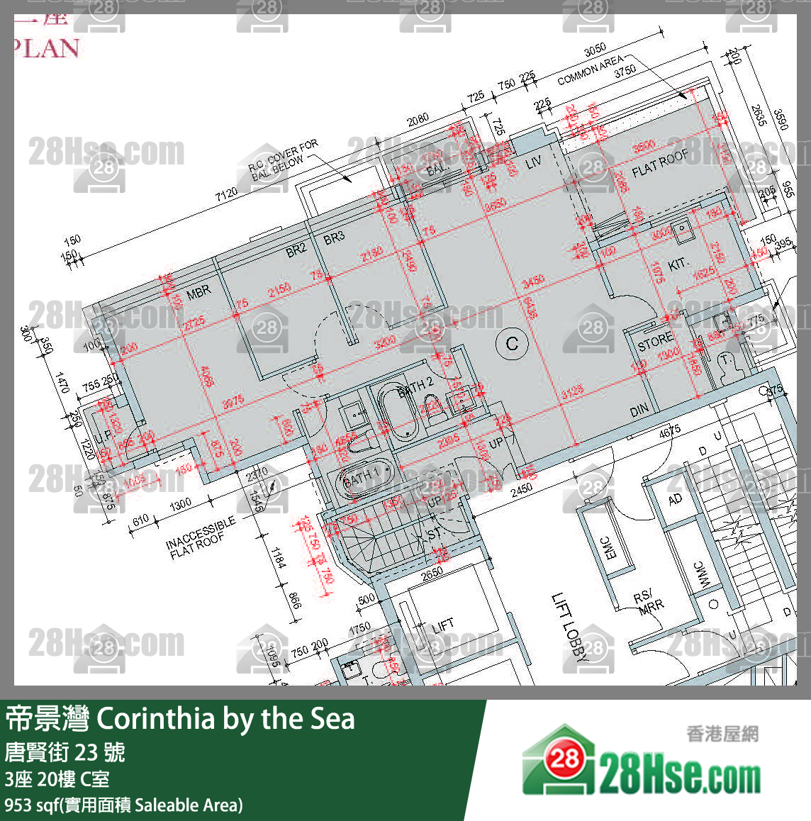 帝景灣 3座20樓 C室 平面圖