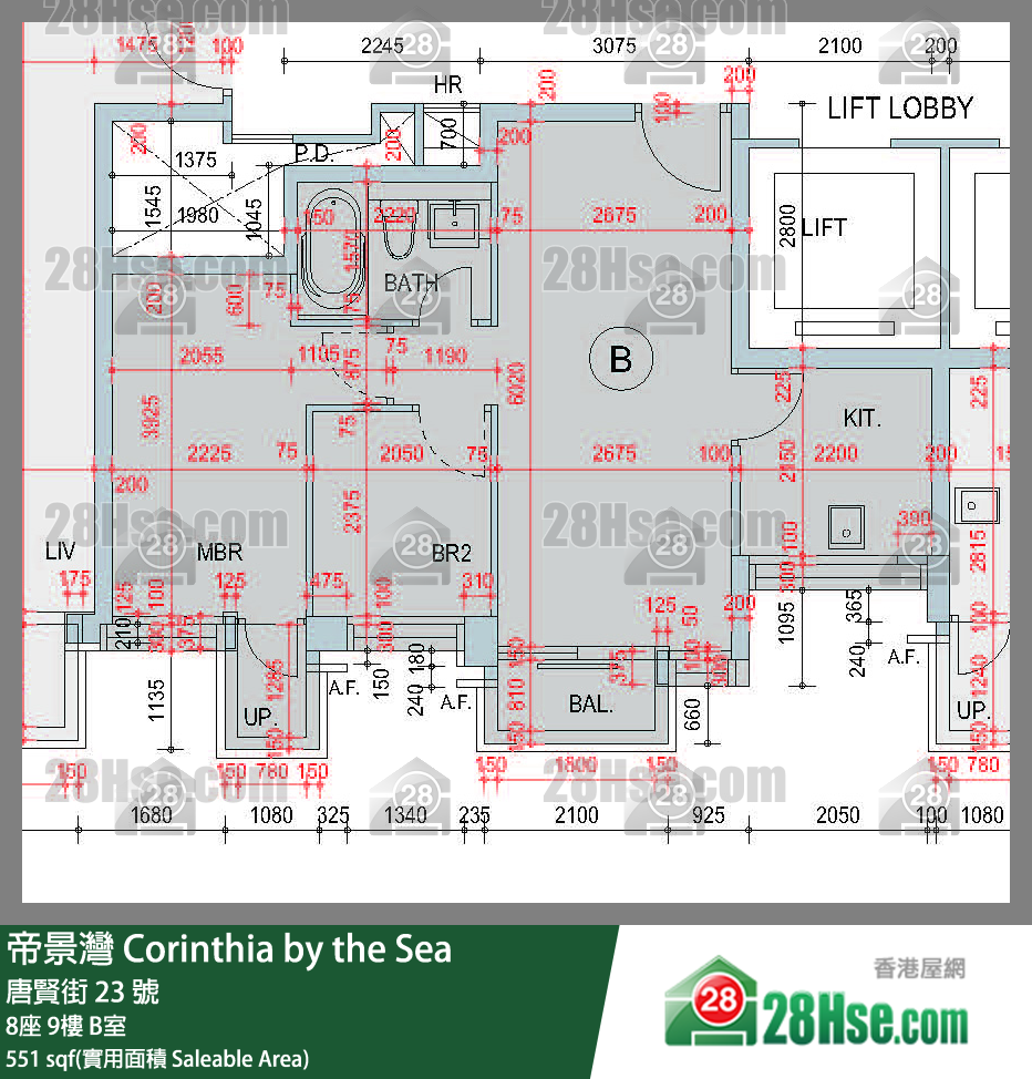 帝景灣 8座 9樓 B室 平面圖