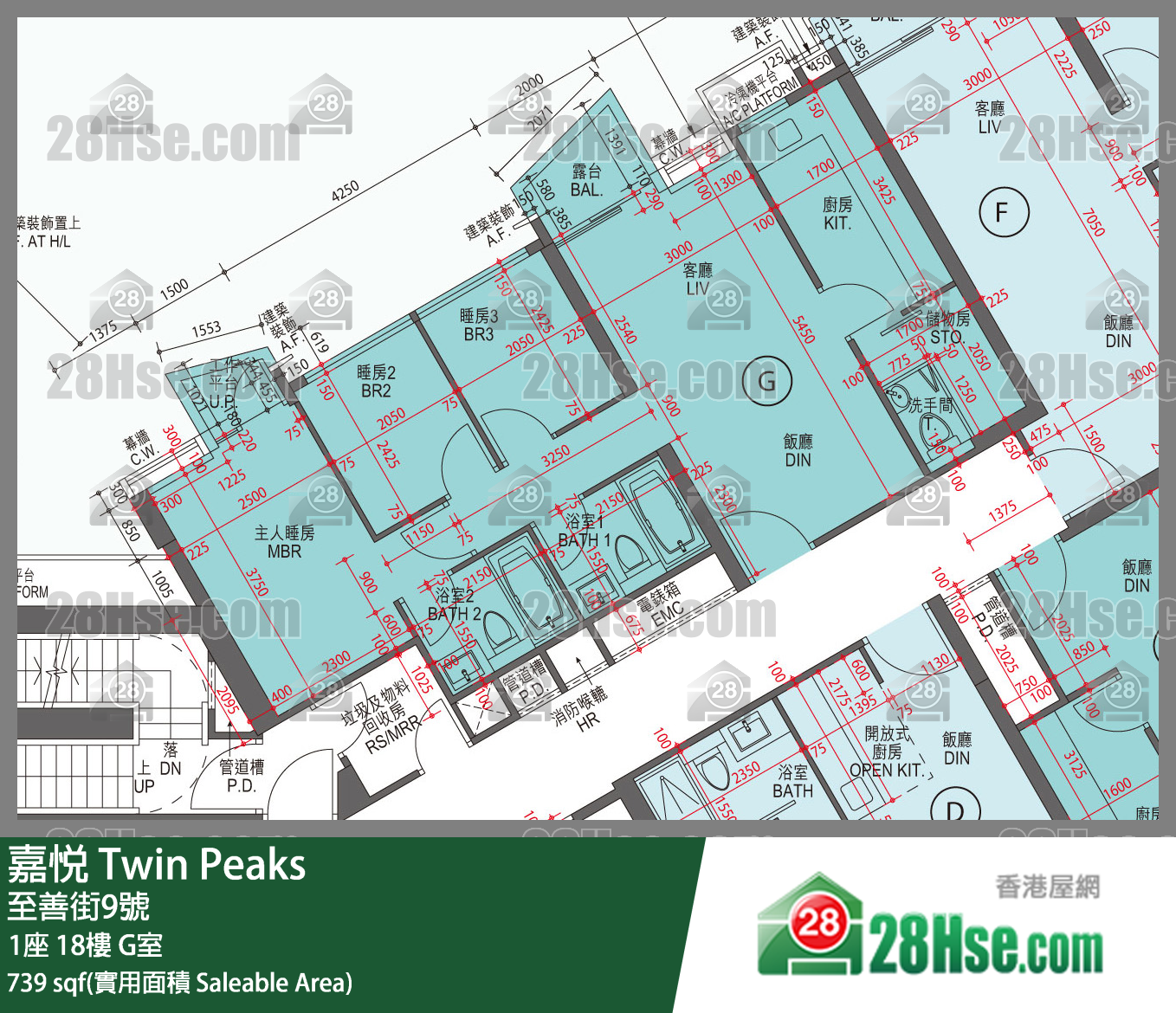 嘉悅 1座18樓 G室 平面圖