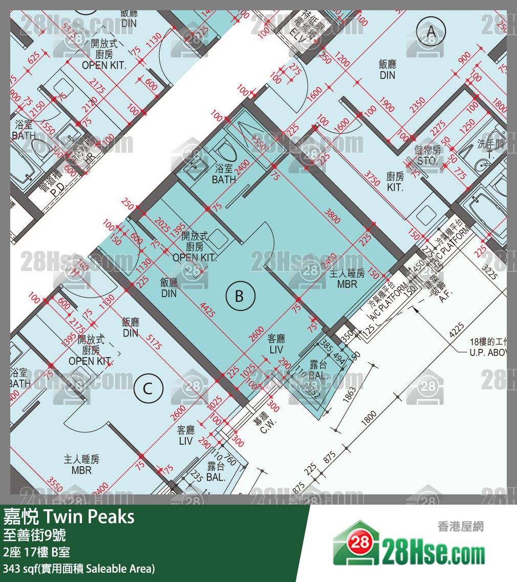 嘉悅 2座17樓 B室 平面圖