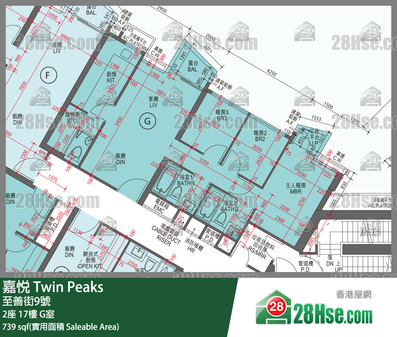 嘉悅 2座 17樓 G室 平面圖