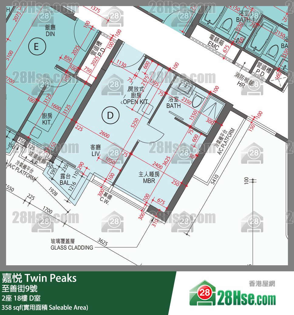 嘉悅 2座18樓 D室 平面圖
