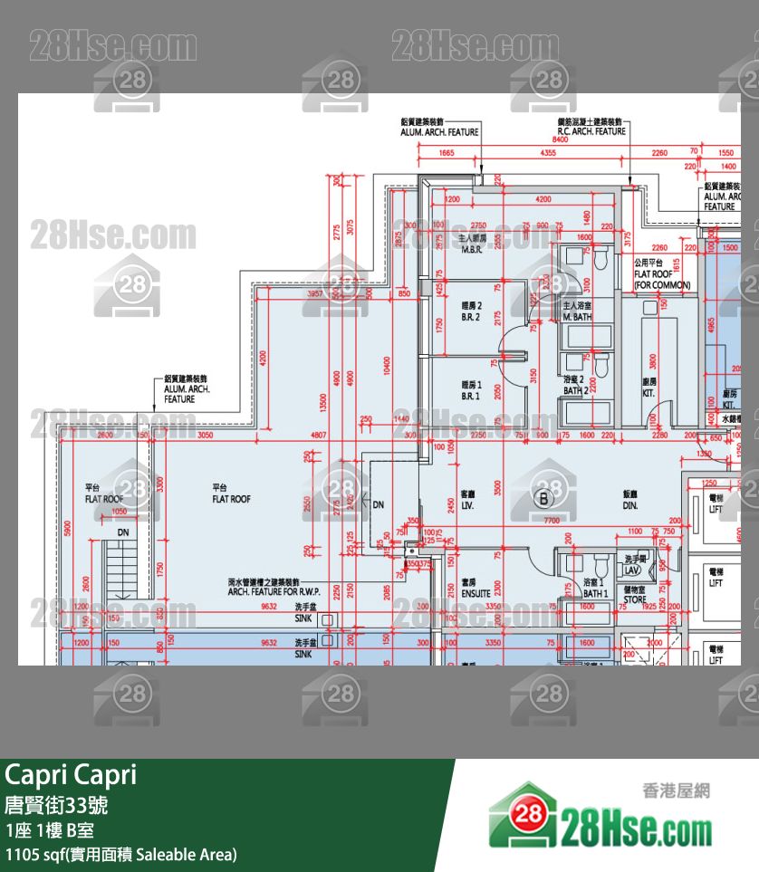 Capri 大厦1座1楼 B室 平面图