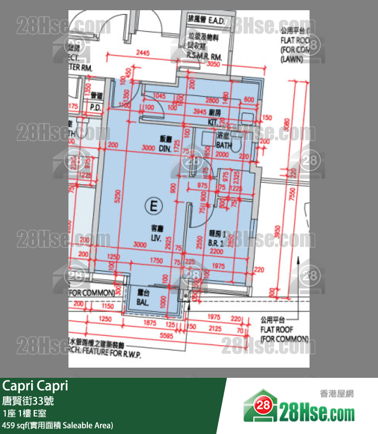 Capri 大厦1座1楼 E室 平面图
