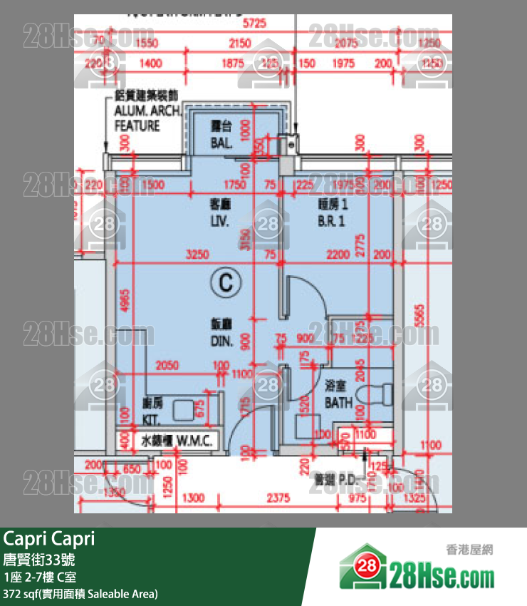Capri 大厦1座7楼 C室 平面图
