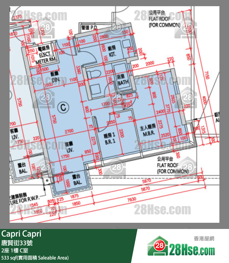 Capri 大厦 2座 1楼 C室 平面图