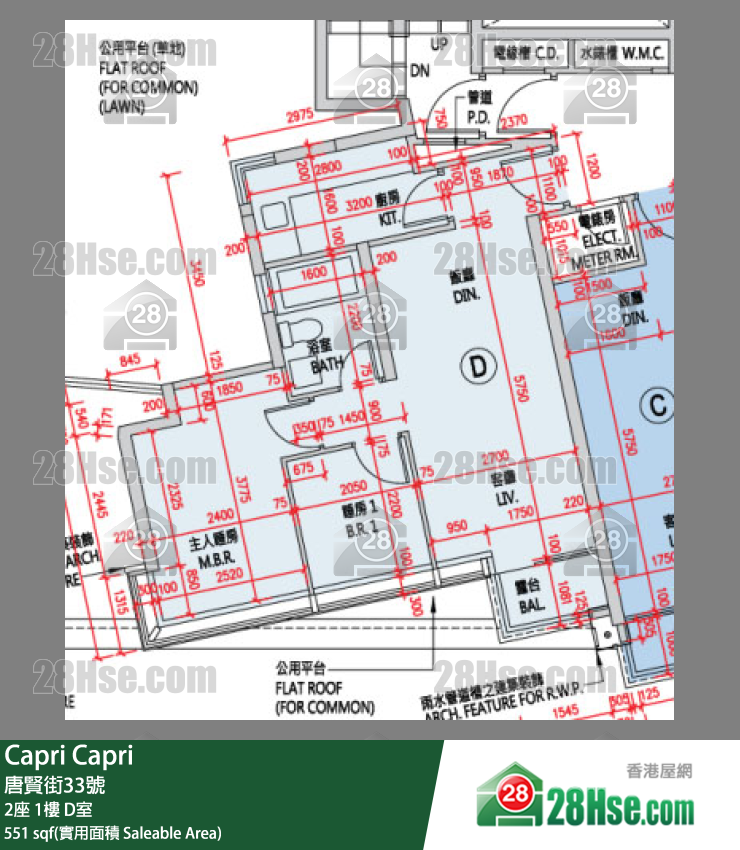 Capri 大厦2座1楼 D室 平面图