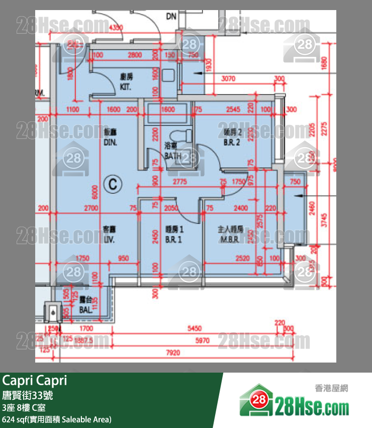 Capri 大厦3座8楼 C室 平面图