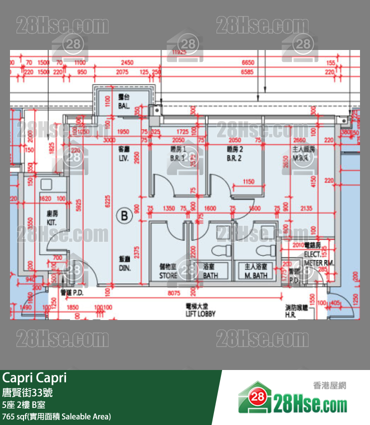 Capri 大厦5座2楼 B室 平面图
