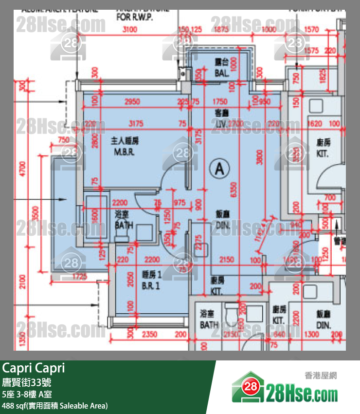 Capri 大厦5座5楼 A室 平面图