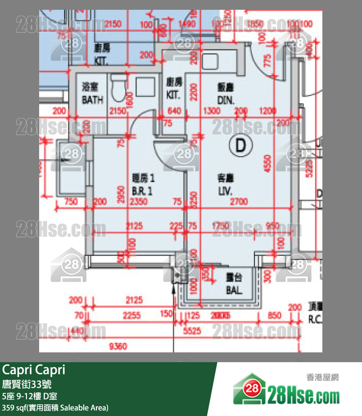 Capri 大厦5座9楼 D室 平面图