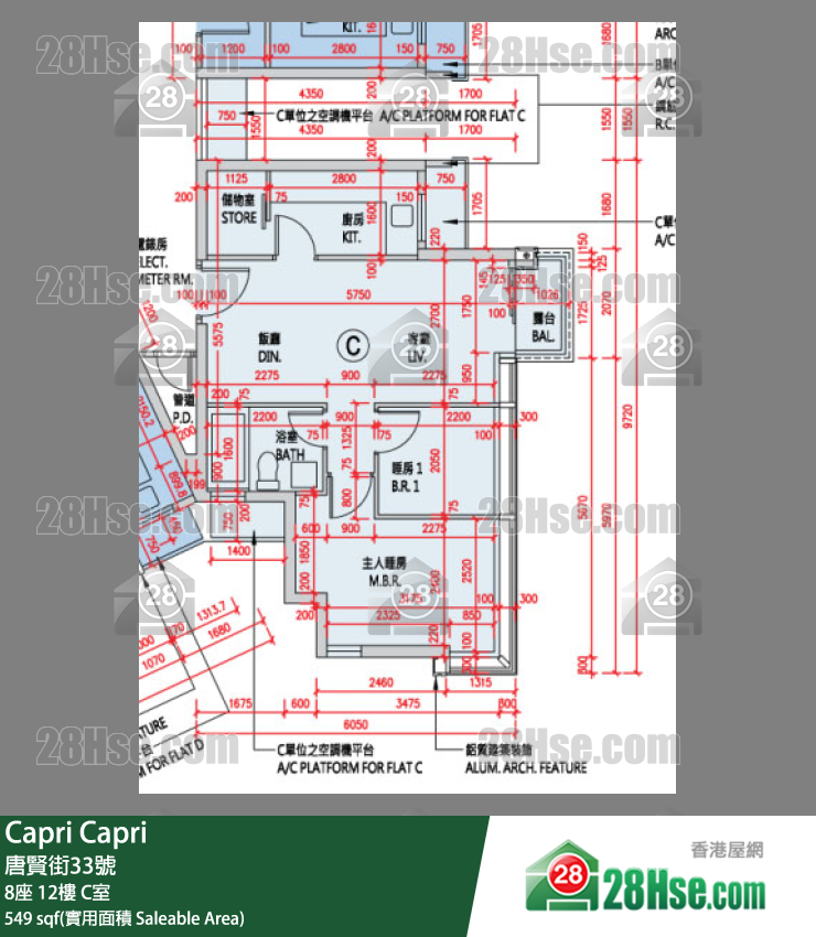 Capri 大厦 8座 12楼 C室 平面图