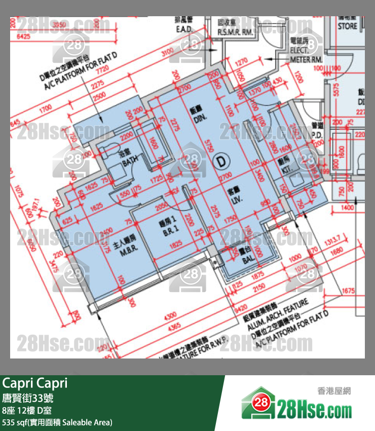 Capri 大厦8座12楼 D室 平面图