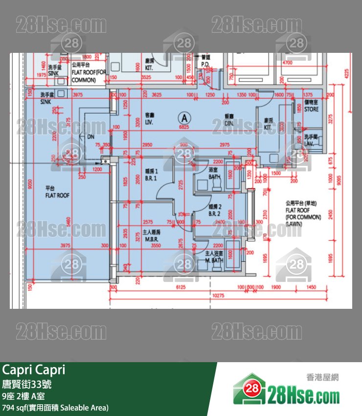 Capri 大厦9座2楼 A室 平面图