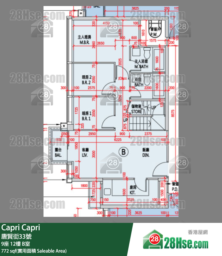 Capri 大厦9座12楼 B室 平面图