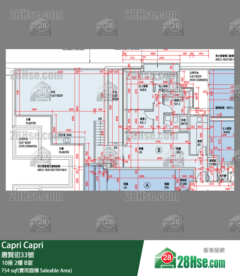 Capri 大厦 10座 2楼 B室 平面图