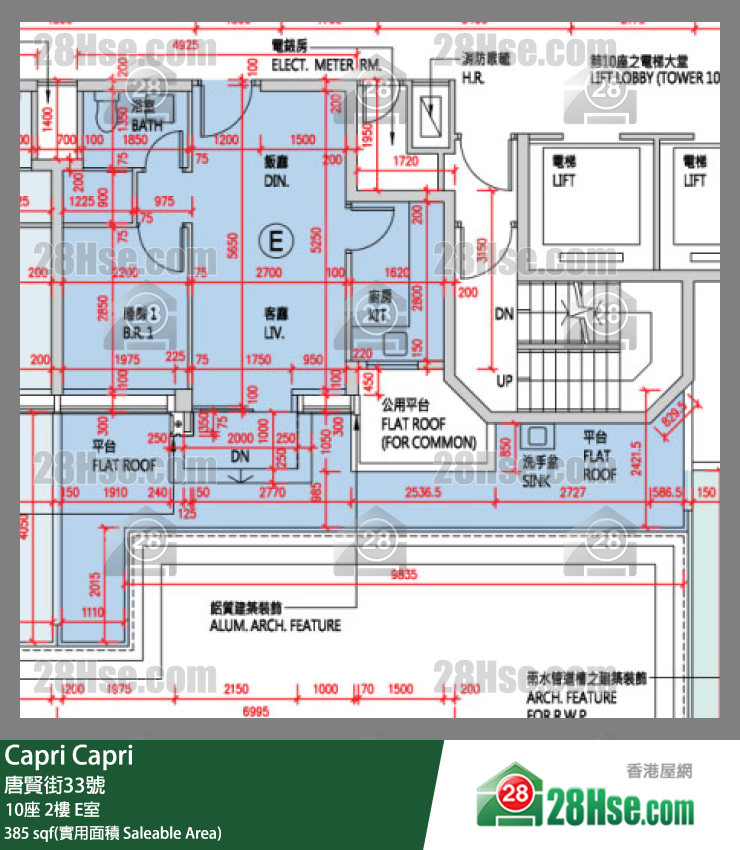 Capri 大厦10座2楼 E室 平面图