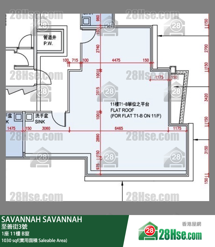 SAVANNAH 大廈1座11樓 B室 平面圖