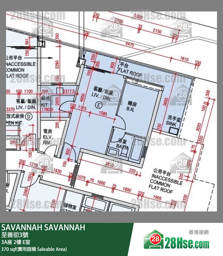 SAVANNAH,  Flat E, 2/f, Tower 3a, Building FloorPlan
