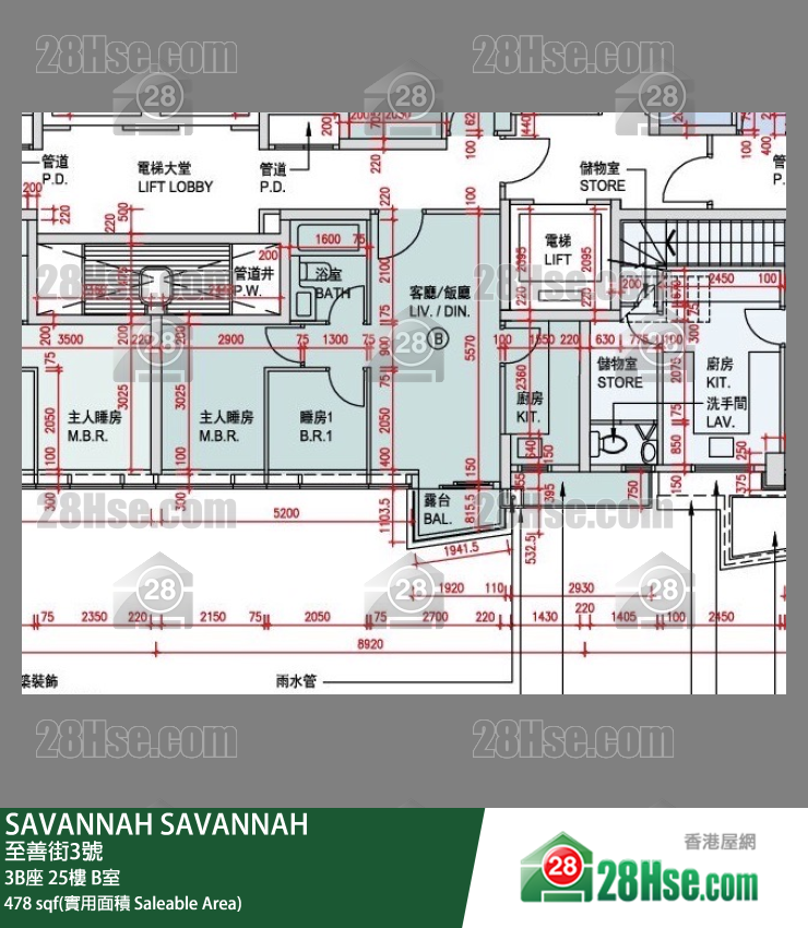 SAVANNAH 大厦3B座25楼 B室 平面图