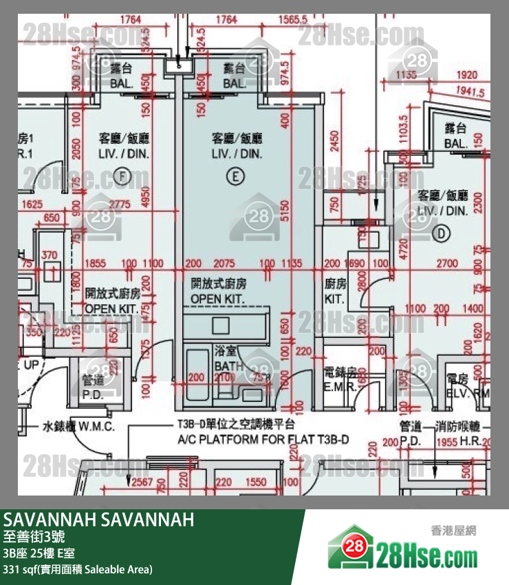 SAVANNAH, Flat E, 25/F, Tower 3b FloorPlan