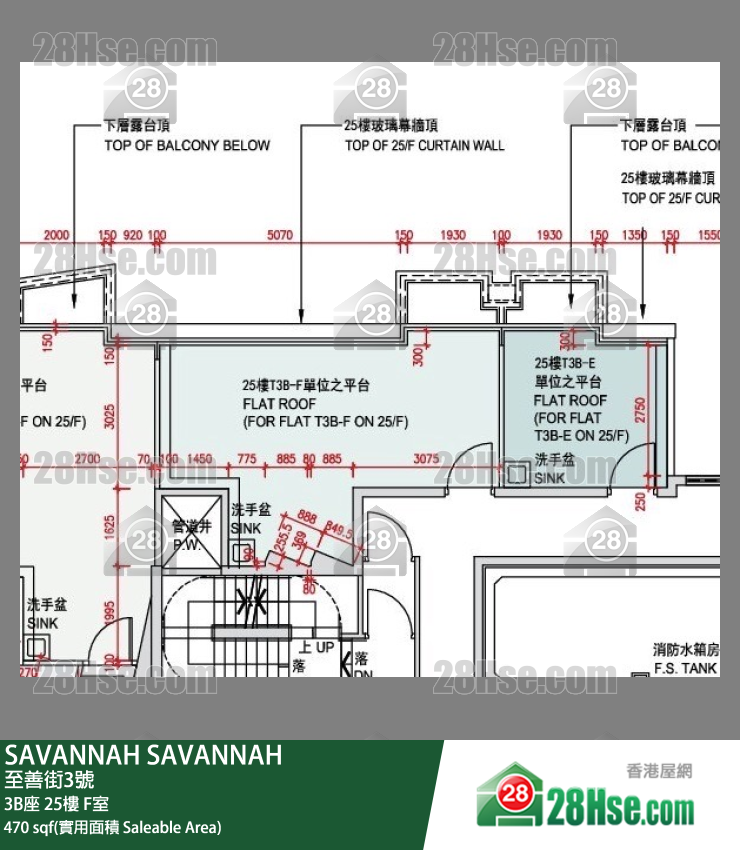 SAVANNAH,  Flat F, 25/f, Tower 3b, Building FloorPlan
