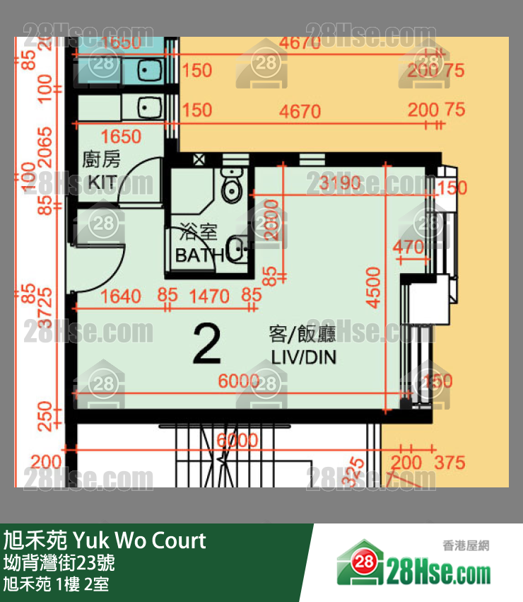 旭禾苑 旭禾苑 1楼 2室 平面图
